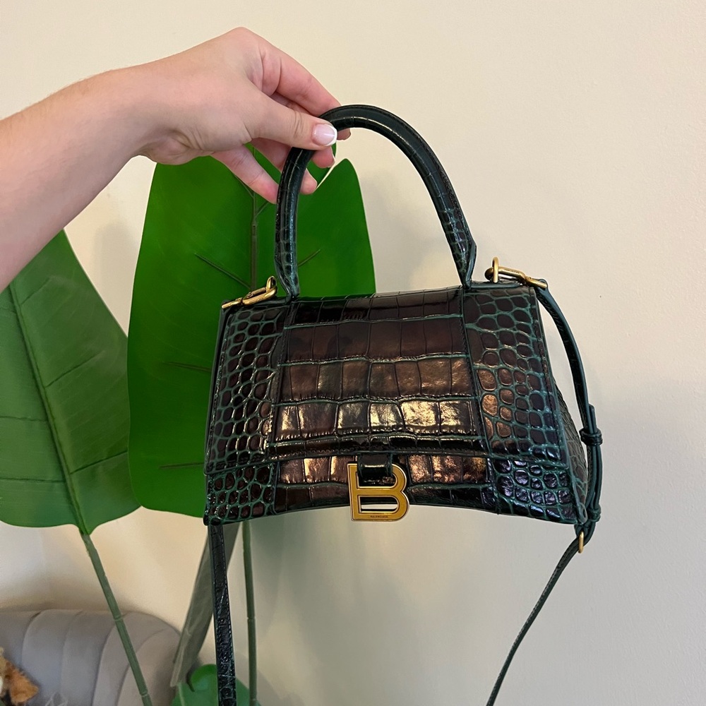 Balenciaga Dark Green Crocodile Embossed Bag - Picture 2 of 9